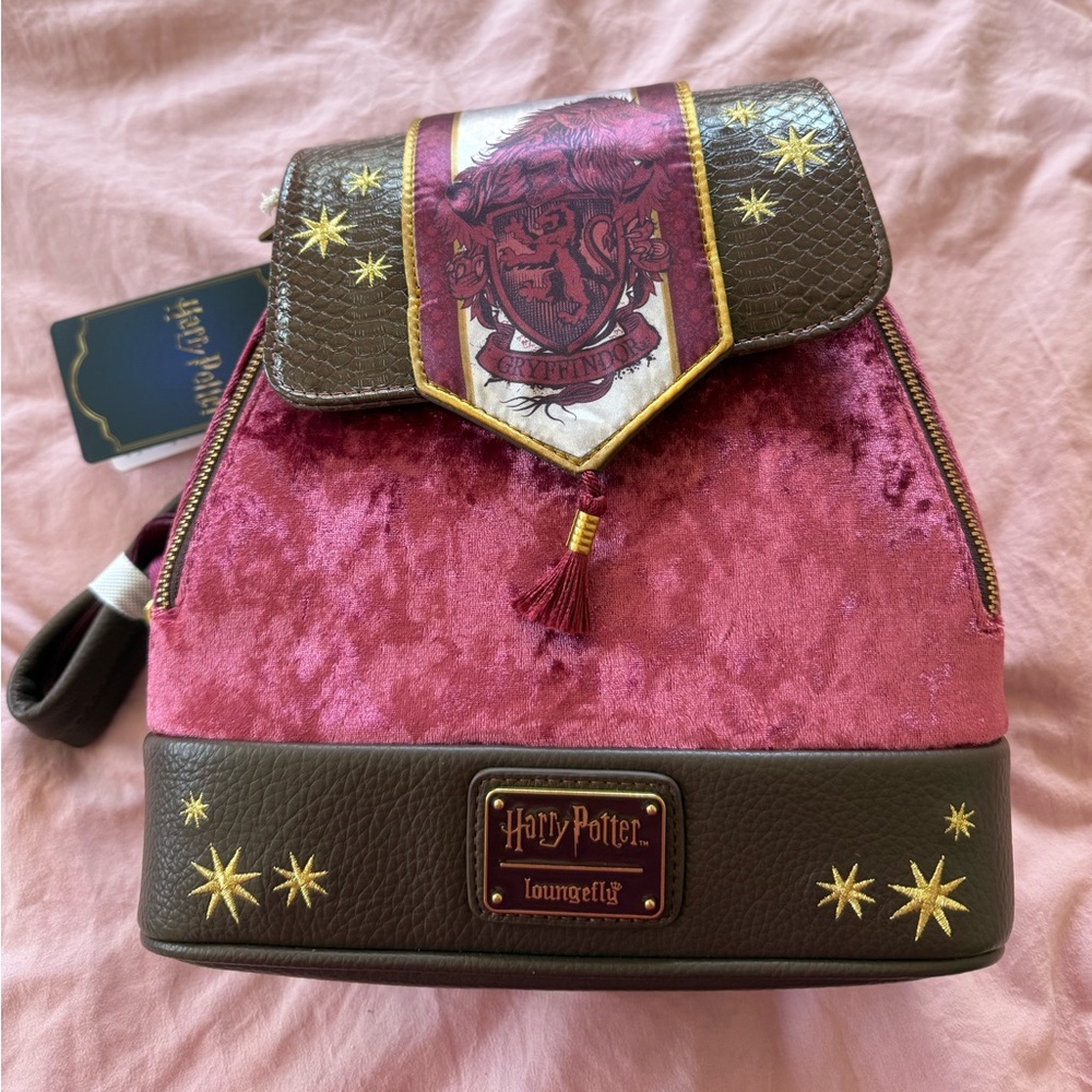 Loungefly Harry Potter Gryffindor Banner Velvet Backpack